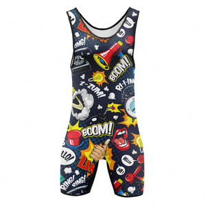 Combinaison de lutte ajustée pour homme, imprimé par sublimation, motif dessin animé, polyester extensible, vêtements de sport - Product Image 3