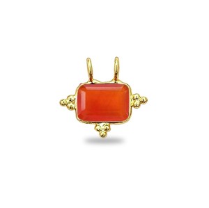 Pendentif rectangulaire en cornaline 10x8 MM à double attache pour la fabrication de colliers - Product Image 1
