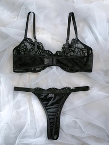Women's Underwire Full <b>Cup</b> <b>Bra</b> Solid Black Lace Push-Up Adjustable Straps Back Closure Spandex Nylon Sexy Everyday Wear - Product Image 5