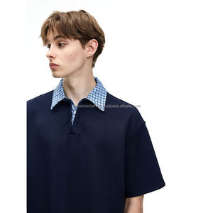 Chemises pour hommes de haute qualité en polyester/coton 240g, motif uni, manches courtes, coupe ample, vêtements décontractés, respirant, tricoté - Product Image 5