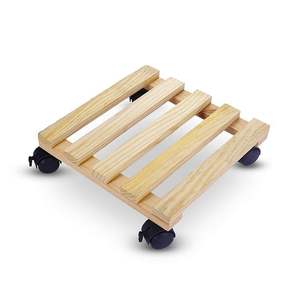 Support à plantes en bois avec roulettes, chariot à plantes carré roulant pour pots d'intérieur et d'extérieur, support à plantes en bois pour salon et balcon - Product Image 6