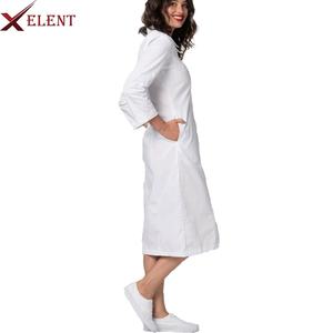 Ropa médica blanca con cuello de muesca para mujer, bata de laboratorio corta - Product Image 2