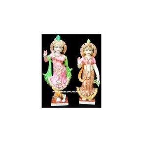 Statue artisanale de Radha Krishna en marbre blanc, finition soignée et polie, pour la décoration de la maison et des temples, dans un design optimal. - Product Image 6