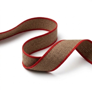 ริบบิ้นตกแต่งขอบสีแดงขนาด 25 มม. ผลิตจากโพลีเอสเตอร์ 100% ของบริษัทนีลกามัล อินดัสทรีส์ สำหรับงานฝีมือและห่อของขวัญ - Product Image 1
