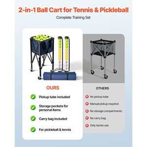 Carrello Pieghevole 2-in-1 per Pickleball con Capacità di 150 Palline e Supporto Ruote - Product Image 2