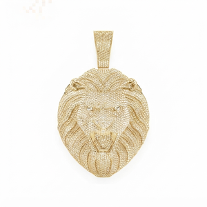 Colgante de Lujo Estilo Hip Hop para Raperos, Chapado en Oro sobre Plata 925, con Cabeza de León Africano Salvaje Personalizada y Diamantes Cultivados en Laboratorio - Product Image 1