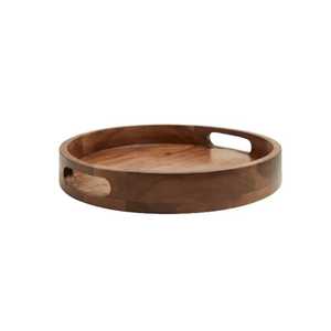 Skies Trader Wholesale Light Natural <b>Round</b> Wooden Serving Tray Raised Rim <b>Pine</b> Platter Tabletop Storage Organizer Coffee <b>Table</b> - Product Image 3