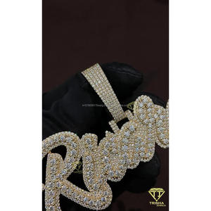 Collar Personalizado con Nombre Riconda, Diamantes Moissanite, Estilo Hip Hop, Cadena Brillante, Joyería, Regalo - Product Image 2