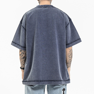 Camisetas de Hombre de Tallas Grandes para Exteriores, 250 g/m², Estilo Vintage Lavado, Costuras Reforzadas, Hombros Caídos, Estilo Hip Hop, OEM - Product Image 6