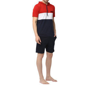 Ensemble t-shirt et short pour homme à capuche avec design color block, prix avantageux pour les acheteurs en gros, design décontracté, service OEM. - Product Image 2
