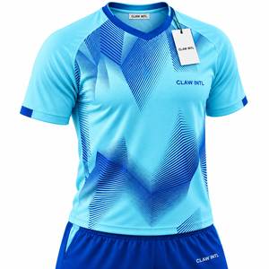 Men's Soccer Jersey Kit <b>Light</b> Blue Full Sleeve Moisture Wicking Polyester Crew <b>Neck</b> All Seasons Teenagers Regular Fit Custom - Product Image 4