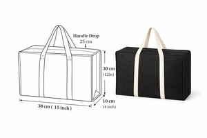 Premium <b>Black</b> Jute with Zipper Closure Large Capacity Organizer <b>Box</b> Tote <b>Storage</b> Eco Friendly Foldable <b>Storage</b> Solution - Product Image 4