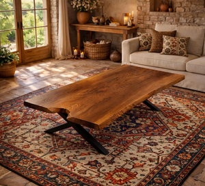 Classic Rectangle Metal & Mango Wood Modern Industrial Coffee Table with Drawer Storage for Living Room Decor - Product Image 2