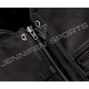 Nouveau design – Gilet de motard décontracté en cuir de vachette véritable pour homme avec logo personnalisé - Product Image 4