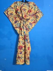 Vestido Kaftán Maxi de Algodón con Estampado de Aves Indias, Cuello en V y Manga Corta para Mujeres Embarazadas, Ropa de Playa y para Dormir de Verano - Product Image 2