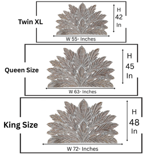 Cabecero de Cama King Size de Madera Tallada con Diseño de Hoja de Palma, Estilo Boho, Color Gris Lavado, Decoración para el Hogar - Product Image 6