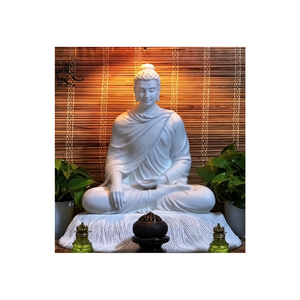 Estatua de Buda de mármol blanco de Artifax Vietnam, la más vendida (postura sentada) - Product Image 1