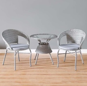Ensemble de jardin contemporain en rotin pour l'extérieur, 2 places, avec table basse en verre trempé, meubles en osier résistants aux intempéries - Product Image 3