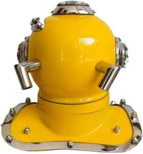 Casco de Buceo de Latón Vintage Mark V de la Marina de los Estados Unidos para Buceo en Aguas Profundas, Amarillo Marino - Product Image 4