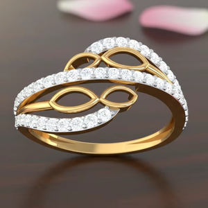Elegante Anillo de Compromiso de Oro con Doble Hilera de Diamantes en Forma de Ola Infinita - Product Image 5