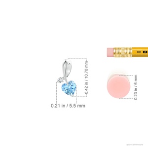 Natural Heart Cut Aquamarine And Round Cut Diamond in Ribbon Style Bale 14K <b>Gold</b> <b>Pendant</b> IGI Certified Gemstone <b>Pendant</b> Necklace - Product Image 3