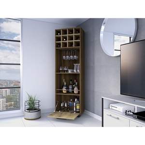 Gabinete de bar Jackson con 12 botellas, 2 estantes y 1 cajón, modelo D0100H570S2, en color caoba y macadamia - Product Image 2