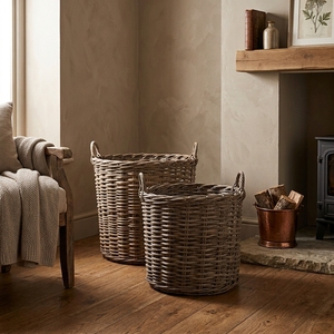 New Modern Minimalist Woven Rattan Storage Basket Set Eco-Friendly Round Organizer Container Handles Home Decoration Wicker Box - Product Image 3