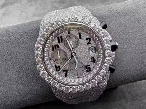 <b>Frozen</b> Crown Moissanite Diamond <b>Watch</b> for Men Premium Iced Out Quartz Analog Wrist Design Luxury Quartz Fashion Wear - Product Image 5