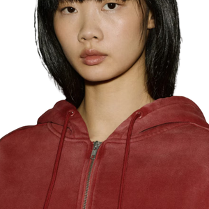 Custom Women's <b>Cropped</b> Full <b>Zip</b> Hoodie Vintage Washed Cotton Fleece Casual Streetwear OEM ODM Premium Sweatshirt - Product Image 3