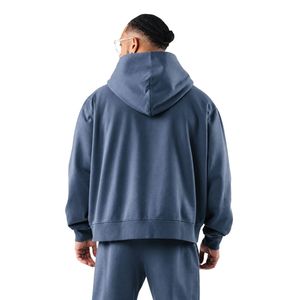 Sweat-shirt à capuche zippé intégral bleu ardoise personnalisé pour homme, manches longues, décontracté, sportif, entraînement, vêtements de sport, avec poches - Product Image 6