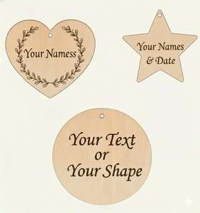 Personalized Handmade Wooden Ornament Custom Engraved Modern <b>Hanging</b> Holiday Keepsake - Product Image 1