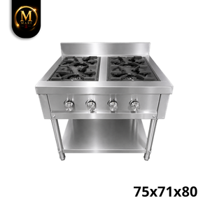 Estufa de Gas de Acero Inoxidable de Alta Calidad, Fabricada en Malasia, con 4 Quemadores Abiertos, para Cocina Comercial, Restaurante, Cafetería - Product Image 1