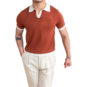 Polo de Manga Corta para Hombre, Color Verde Claro, Tejido de Punto, Estilo Casual Elegante, Transpirable, Corte Regular, Tela de Algodón - Product Image 2