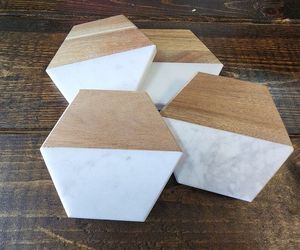 Handmade <b>White</b> Marble Wood <b>Coasters</b> Set Durable Absorbent Modern Luxury Design 400mm Diameter 10mm Thick for Restaurant Hotel - Product Image 4