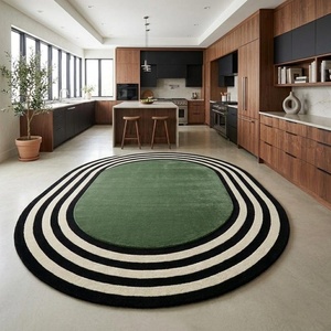 Modern Scandinavian Floral Pattern Wool Acrylic Medium Pile Thick Eco-Friendly Pet-Friendly Non-Slip Latex Backing <b>Oval</b> Area <b>Rug</b> - Product Image 4