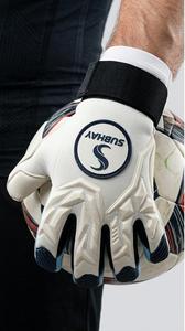 Gants de gardien de but de football Subhay, doigts entièrement couverts, cuir blanc et bleu, antidérapants, respirants, sangle de poignet réglable, équipement sportif unisexe - Product Image 6
