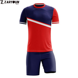 High Quality Breathable Eco-friendly Lightweight Quick Dry Half Sleeve Crew Neck Polyester Custom Black-royal Sublimation <b>Soccer</b> - Product Image 2