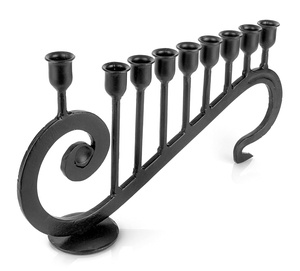 Ménorah Hanouka en fer forgé noir mat à 9 branches, spirale métallique, support de chandelier Hanukiah, décoration de maison pour les fêtes juives - Product Image 2