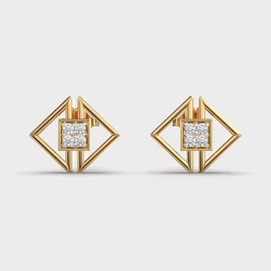 High Quality Moissanite Diamond Stud <b>Earrings</b> 14K Yellow Gold Elegant Sparkling Jewelry Women Bridal Available In Bulk Quality - Product Image 3