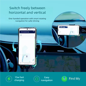 Support magnétique de voiture à charge rapide sans fil 15W avec capteur automatique et traqueur anti-perte pour smartphones et navigation automobile - Product Image 4