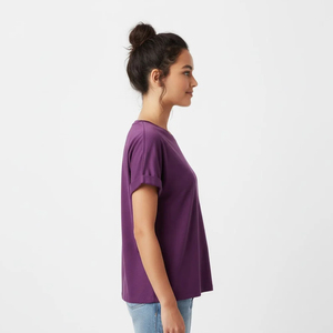 T-shirt uni à manches courtes pour femme – Confortable et décontracté, col rond, séchage rapide, très demandé - Product Image 2