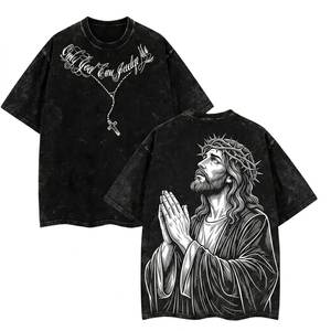 Camiseta Negra Extra Grande para Hombre con Estampado de la Corona de Espinas de Jesús, Estilo Gótico, Cuello Redondo, Manga Corta, Corte Ajustado - Product Image 4