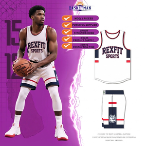 Ensemble de maillots de basket-ball personnalisés BASKETMAN Rexfit Sports, sublimés, sans manches, vêtements de sport pour hommes, respirants, polyester, toutes saisons - Product Image 1