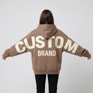 Sudadera con capucha personalizada para mujer, de algodón grueso, estilo relajado, con estampado en relieve y puños acanalados para ropa urbana. - Product Image 4