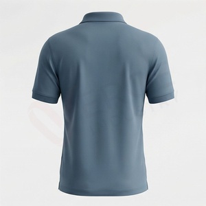 Polo à manches courtes bleu pour homme, logo brodé, coton Oxford, décontracté, respirant, coupe classique, design uni - Product Image 2