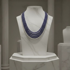 Collar Aura Hecho a Mano de 46 cm con Tanzanita Natural y Perla Akoya, Joyería de Piedras Preciosas al por Mayor de la India - Product Image 5
