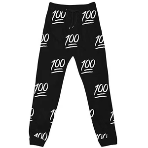 Men's Black Sweatpants Elastic Waist Drawstring Printed 100 Pattern Casual Joggers Midweight Knitted <b>Pants</b> - Product Image 1