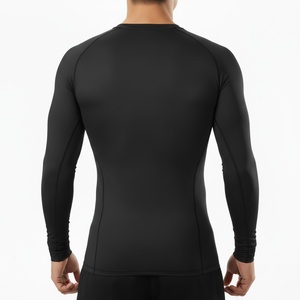 T-shirt de compression unisexe à manches longues et col montant, sous-vêtement de sport en tissu Spandex/Polyester antibactérien - Product Image 6