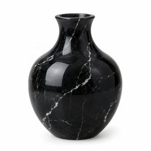Jarrón Clásico de Ónix Negro Natural Pulido, Hecho a Mano, con Cuello Corto, para Flores, Varios Colores, Venta al por Mayor, Personalizable para Navidad - Product Image 1