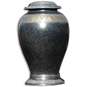 Urnas funerarias de latón de alta calidad para adultos con banda grabada, acabado en mármol dorado y gris, urnas metálicas para cenizas humanas. - Product Image 1